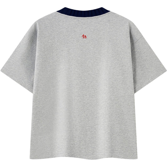 Turn And Live Knitted Neck Short-Sleeve T-Shirt