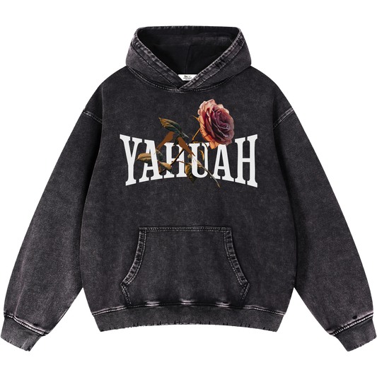 peace purity presence women’s black vintage heavyweight cotton hoodie front view
