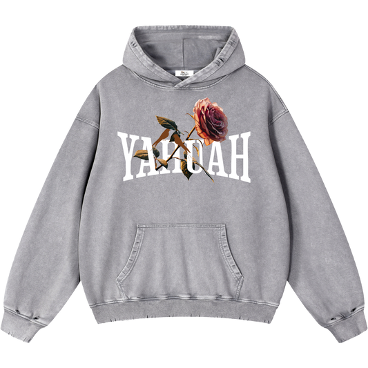 peace purity presence women’s gray vintage heavyweight cotton hoodie front view