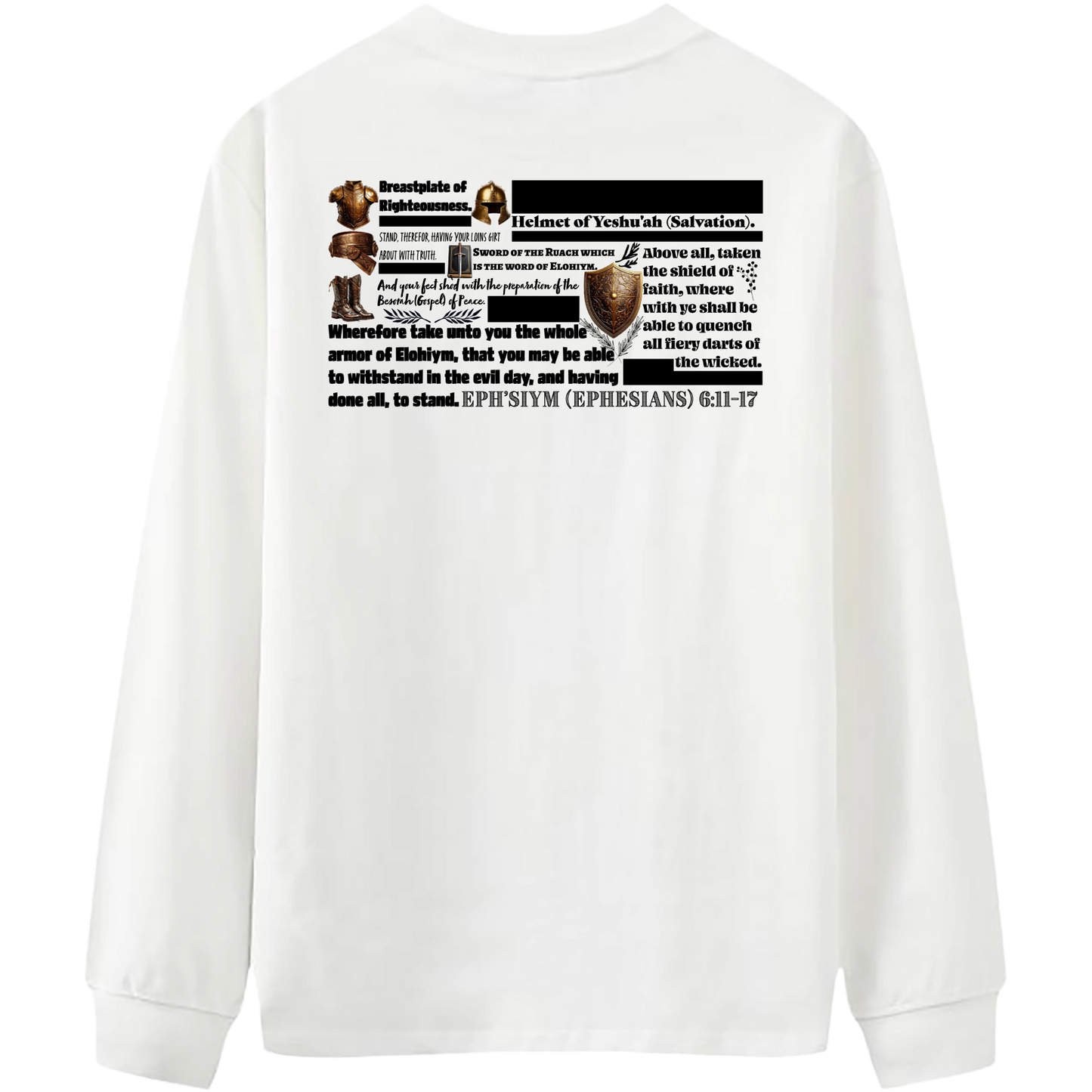 Heritage Clothing Co.,heritageclothingco,Yahuah,Yahusha,100% Cotton,The Whole Armor,Ephesians 6:11–17,Long-Sleeve T-Shirt,T-Shirt,Long-Sleeve