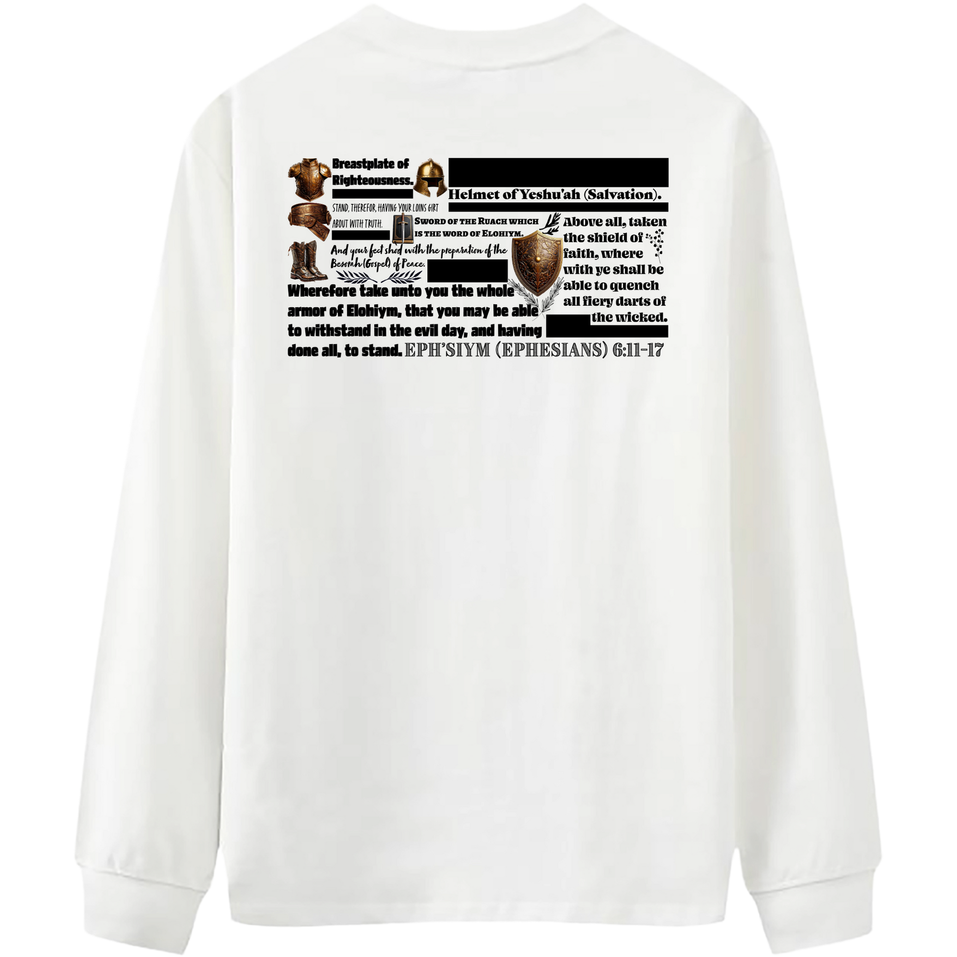 Heritage Clothing Co.,heritageclothingco,Yahuah,Yahusha,100% Cotton,The Whole Armor,Ephesians 6:11–17,Long-Sleeve T-Shirt,T-Shirt,Long-Sleeve