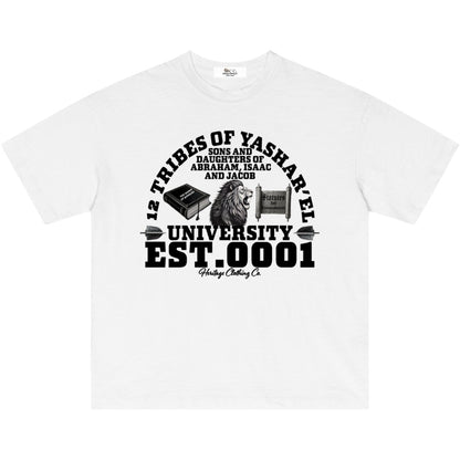 12 Tribes University Lightweight Slub Cotton T-Shirt (Drop Shoulder)