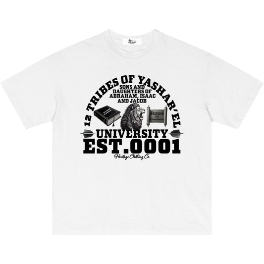12 Tribes University Lightweight Slub Cotton T-Shirt (Drop Shoulder)