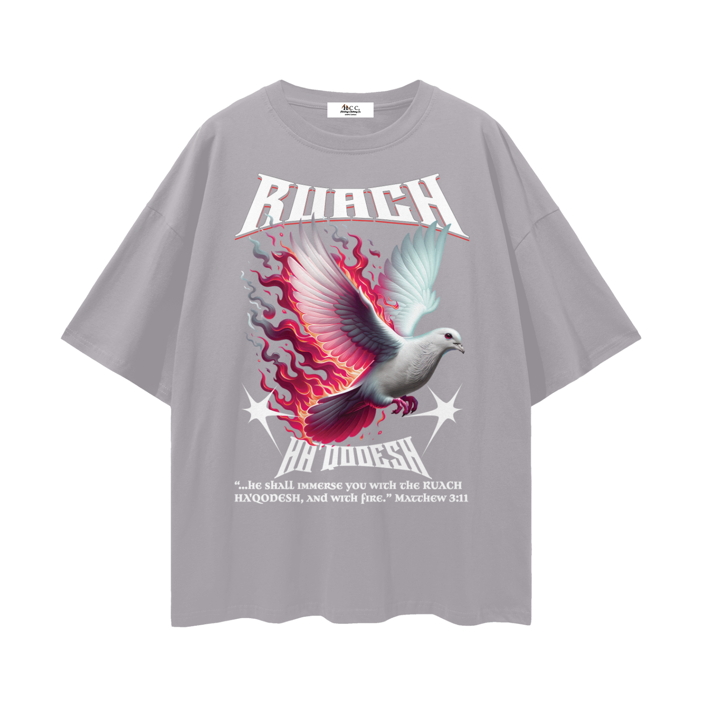 100 percent cotton,faith-based apparel,set apart clothing,righteouswear,scripture apparel,t-shirt,drop shoulder tee,lightweight tee,ruach fire,matthew 3 11