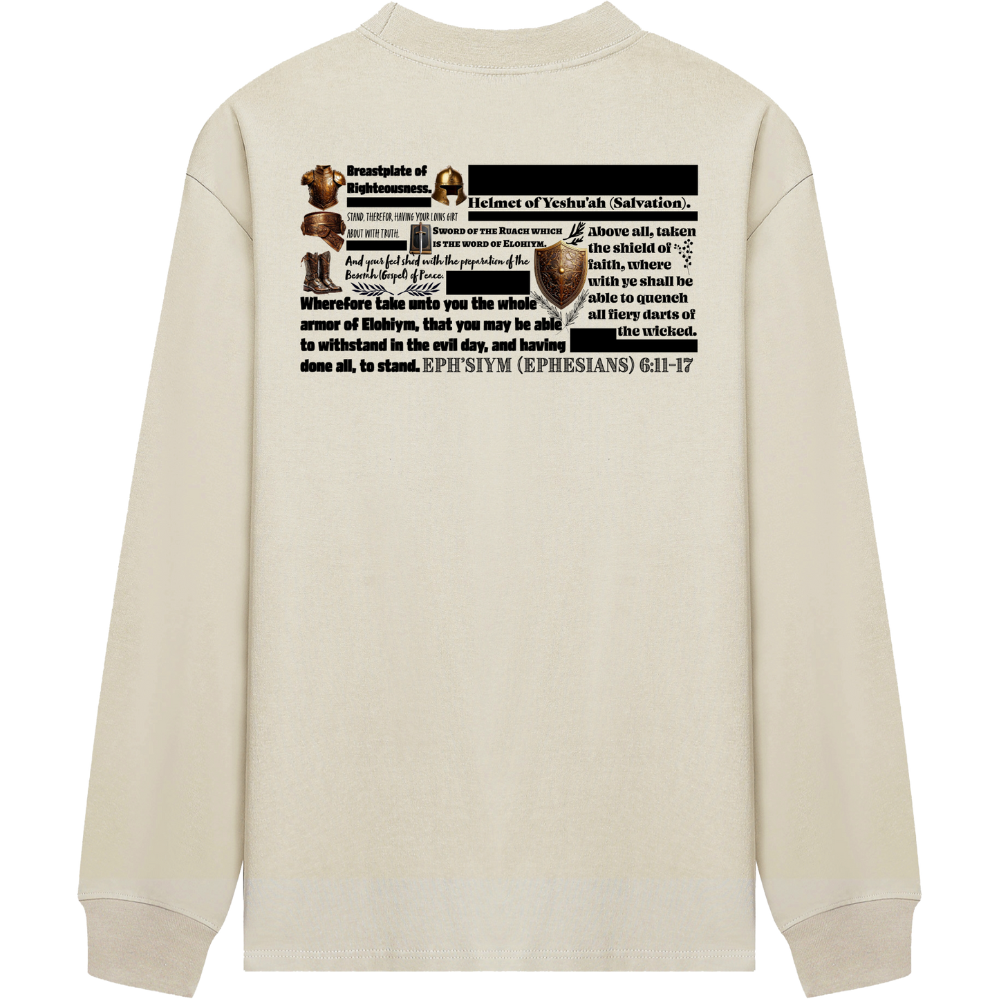Heritage Clothing Co.,heritageclothingco,Yahuah,Yahusha,100% Cotton,The Whole Armor,Ephesians 6:11–17,Long-Sleeve T-Shirt,T-Shirt,Long-Sleeve