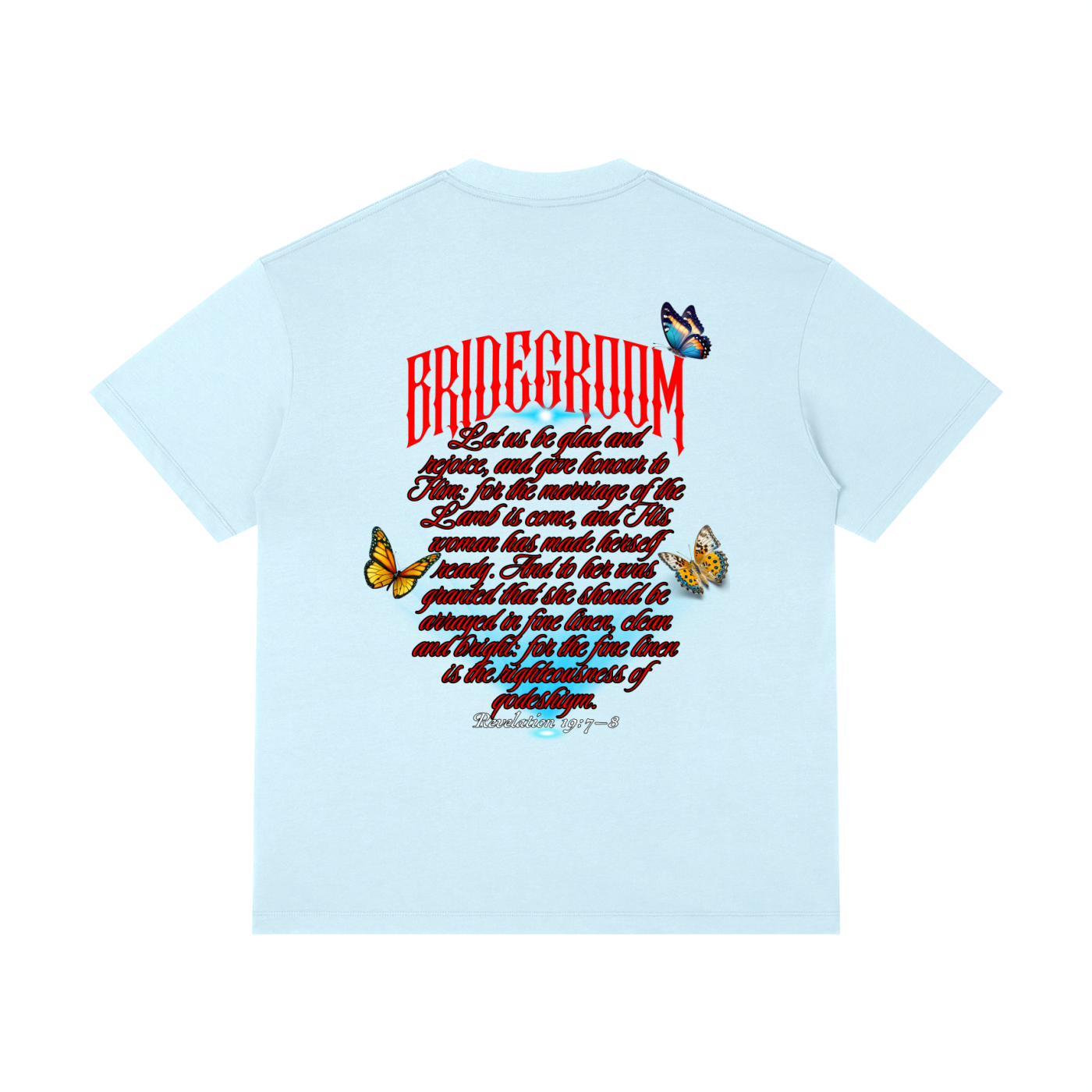 100 percent cotton,faith-based apparel,set apart clothing,righteouswear,scripture apparel,t-shirt,classic tee,regular fit tee,revelation 19 7 8,marriage of the lamb