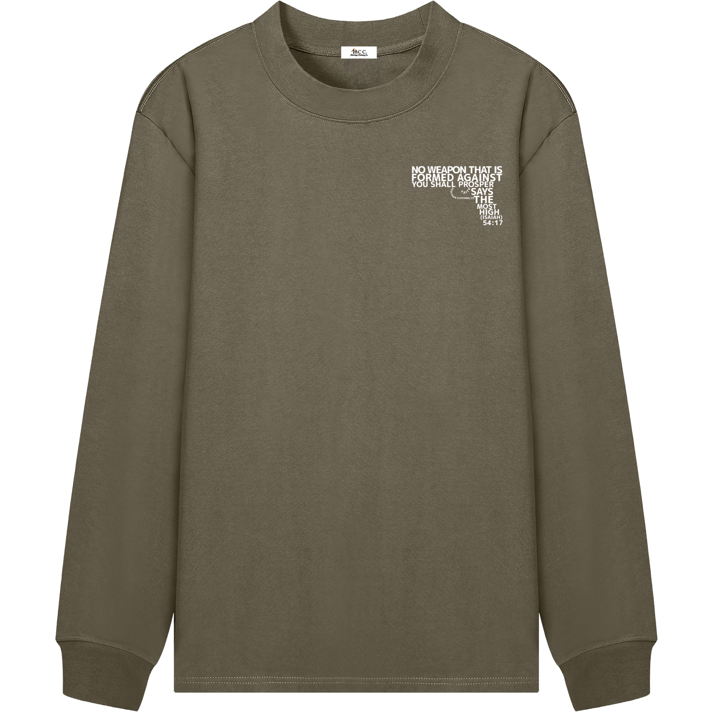 HeritageClothingCo.,heritageclothingco,Yahuah,Yahusha,100% Cotton,Long-Sleeve,T-Shirt,Graphic Long-Sleeve,No Weapon Shall Prosper,Long-Sleeve T-Shirt