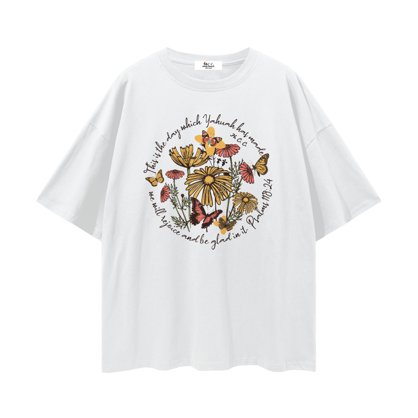 100 percent cotton,faith-based apparel,set apart clothing,righteouswear,scripture apparel,t-shirt,lightweight tee,drop shoulder tee,psalms 118 24,the day yahuah made