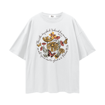 100 percent cotton,faith-based apparel,set apart clothing,righteouswear,scripture apparel,t-shirt,lightweight tee,drop shoulder tee,psalms 118 24,the day yahuah made