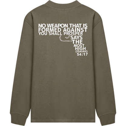 HeritageClothingCo.,heritageclothingco,Yahuah,Yahusha,100% Cotton,Long-Sleeve,T-Shirt,Graphic Long-Sleeve,No Weapon Shall Prosper,Long-Sleeve T-Shirt