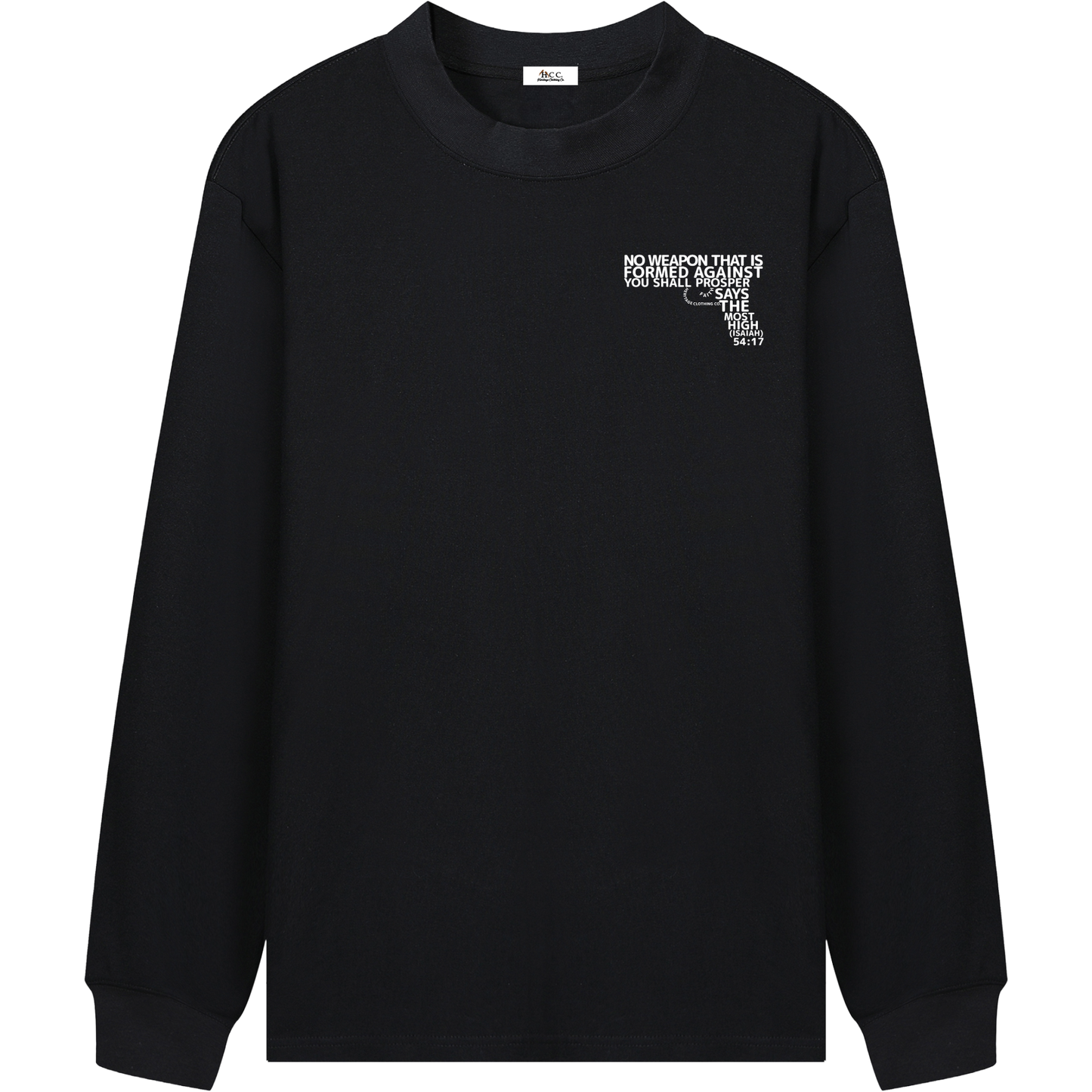 HeritageClothingCo.,heritageclothingco,Yahuah,Yahusha,100% Cotton,Long-Sleeve,T-Shirt,Graphic Long-Sleeve,No Weapon Shall Prosper,Long-Sleeve T-Shirt