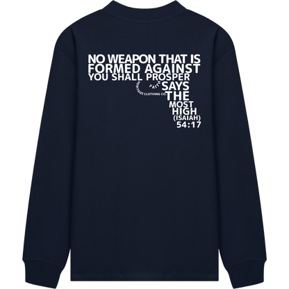 HeritageClothingCo.,heritageclothingco,Yahuah,Yahusha,100% Cotton,Long-Sleeve,T-Shirt,Graphic Long-Sleeve,No Weapon Shall Prosper,Long-Sleeve T-Shirt