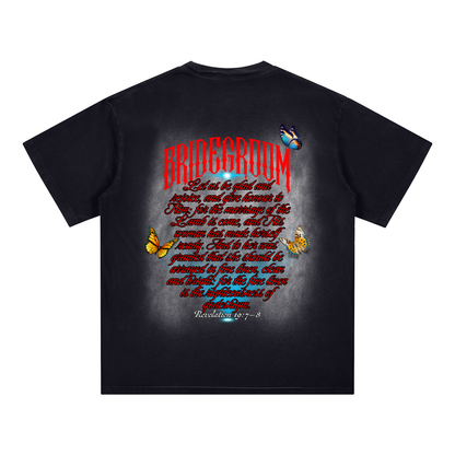 100 percent cotton,faith-based apparel,set apart clothing,righteouswear,scripture apparel,t-shirt,faded patch tee,handcrafted shirt,drop shoulder tee,revelation 19 7 8
