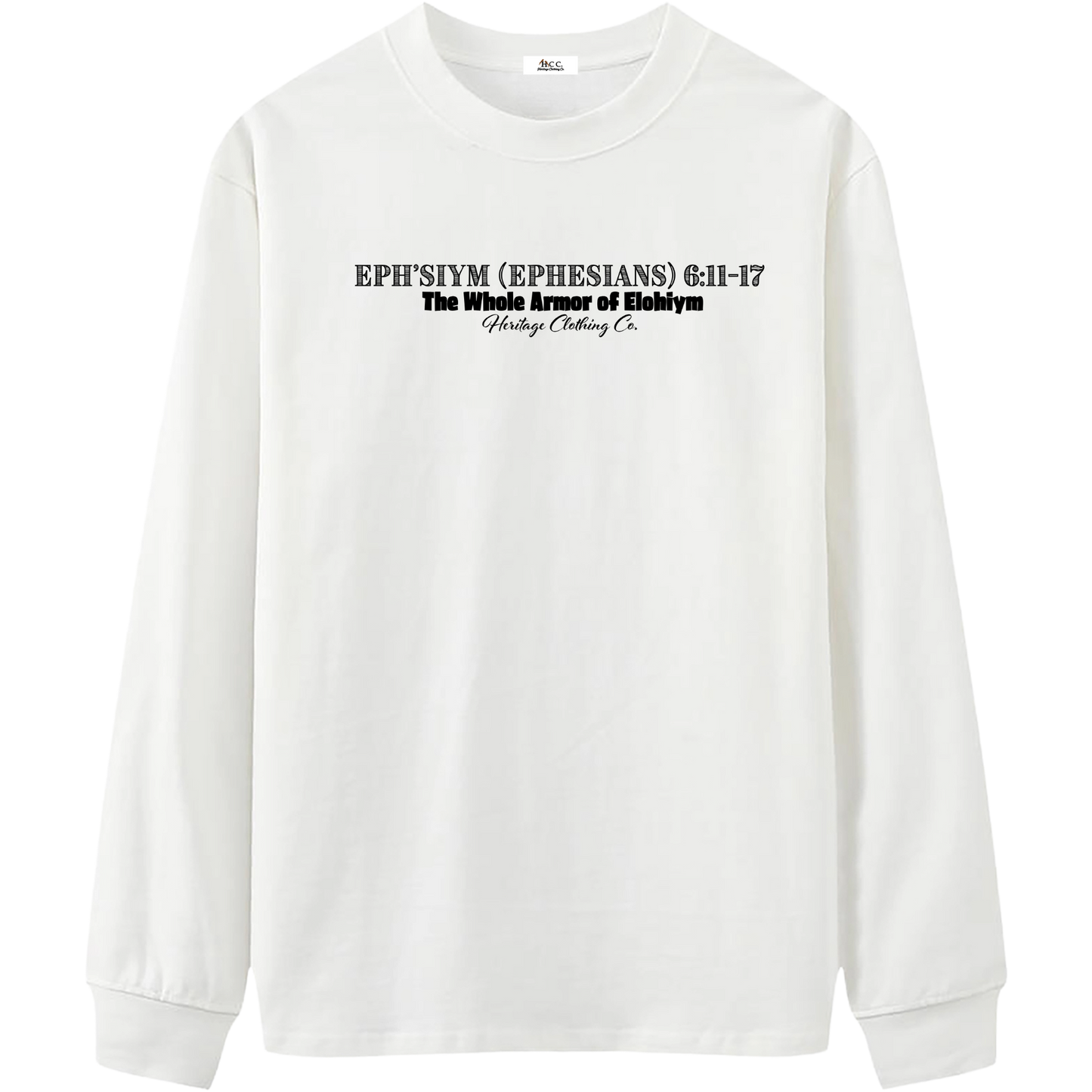 Heritage Clothing Co.,heritageclothingco,Yahuah,Yahusha,100% Cotton,The Whole Armor,Ephesians 6:11–17,Long-Sleeve T-Shirt,T-Shirt,Long-Sleeve