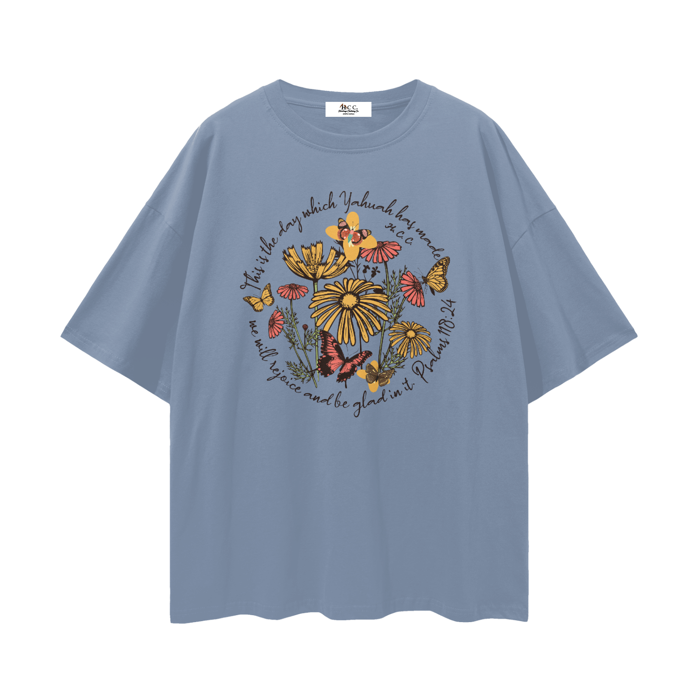 100 percent cotton,faith-based apparel,set apart clothing,righteouswear,scripture apparel,t-shirt,lightweight tee,drop shoulder tee,psalms 118 24,the day yahuah made
