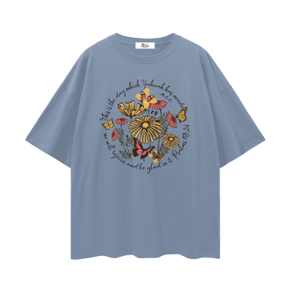 100 percent cotton,faith-based apparel,set apart clothing,righteouswear,scripture apparel,t-shirt,lightweight tee,drop shoulder tee,psalms 118 24,the day yahuah made