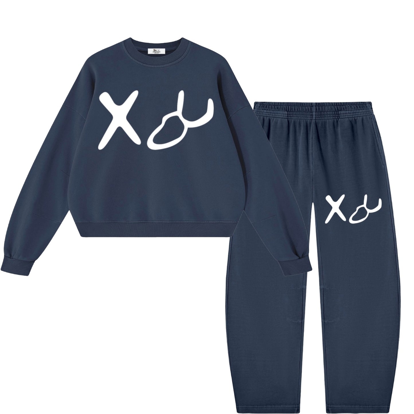 Aleph Tav Hebrew Pictograph Men's Navy Blue Sweatsuit