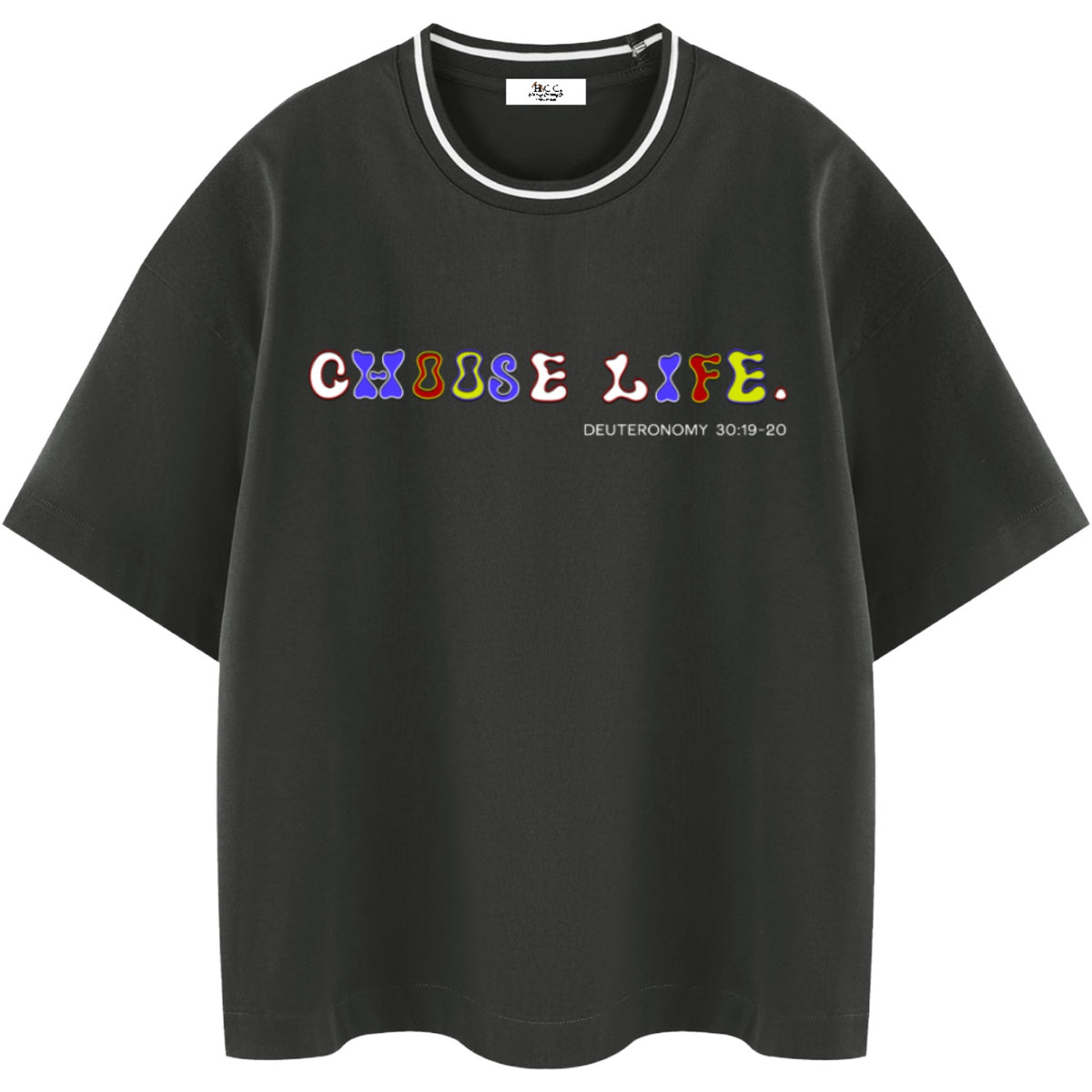 Choose Life Boxy Stripe Collar T-Shirt