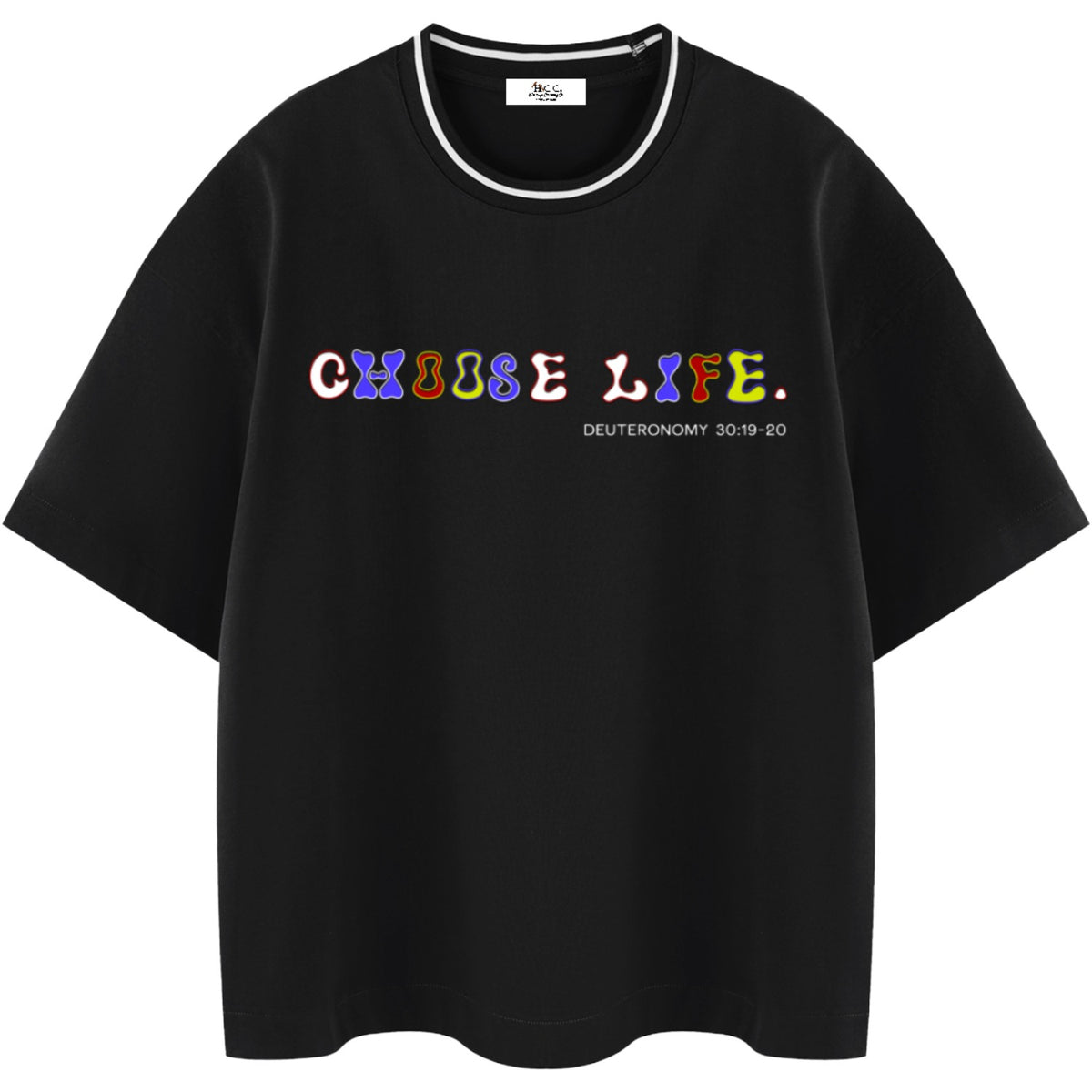 Choose Life Boxy Stripe Collar T-Shirt
