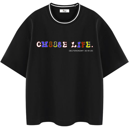 Choose Life Boxy Stripe Collar T-Shirt
