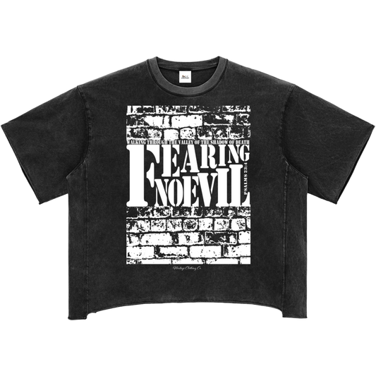 Fearing No Evil Women's Snow Washed Raw Hem Boxy T-Shirt