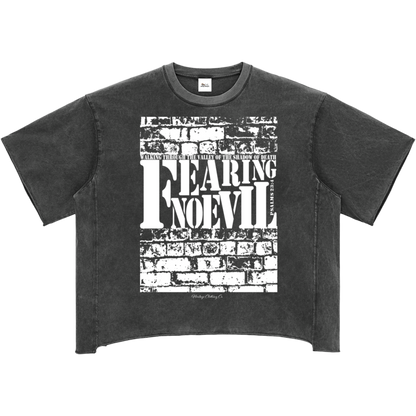 Fearing No Evil Women's Snow Washed Raw Hem Boxy T-Shirt