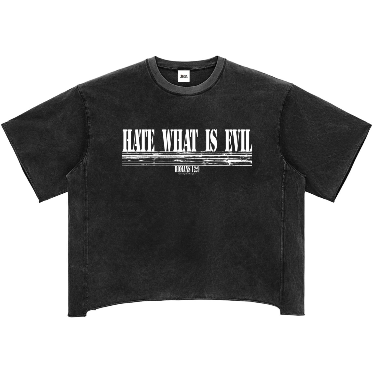 Hate What Is Evil Women's Snow Washed Raw Hem Boxy T-Shirt