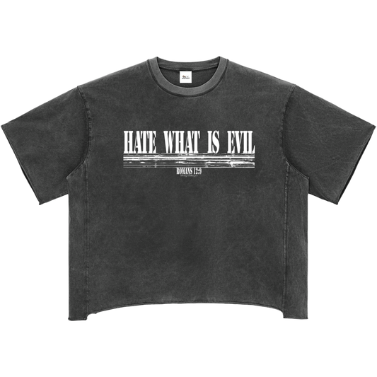 Hate What Is Evil Women's Snow Washed Raw Hem Boxy T-Shirt