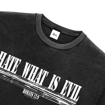 Hate What Is Evil Women's Snow Washed Raw Hem Boxy T-Shirt