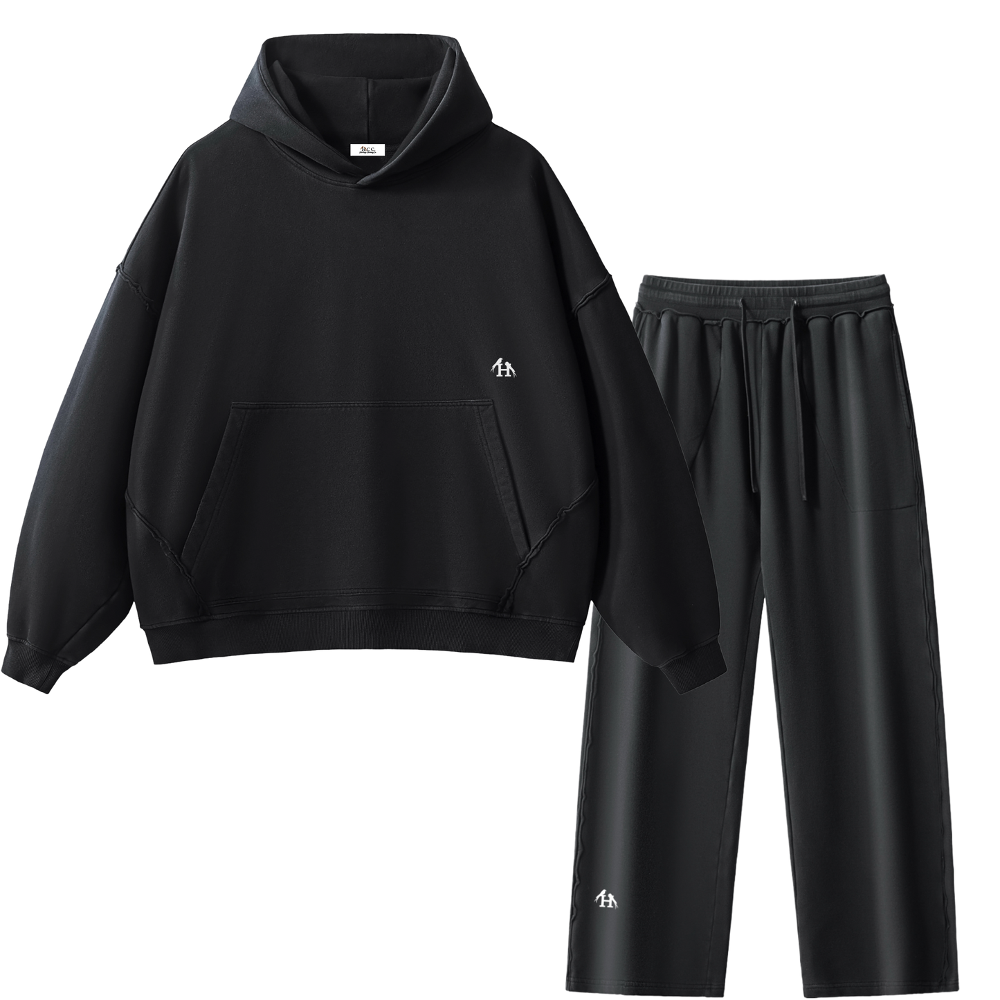 Heritage Essential Raw-Edge Black Sweatsuit Bundle