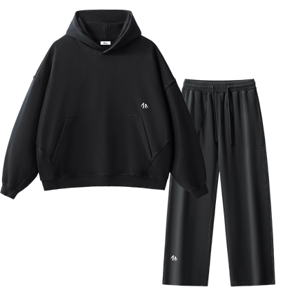 Heritage Essential Raw-Edge Black Sweatsuit Bundle