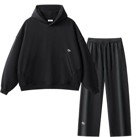 Heritage Essential Raw-Edge Black Sweatsuit Bundle