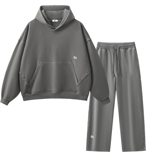 Heritage Essential Raw-Edge Gray Sweatsuit Bundle