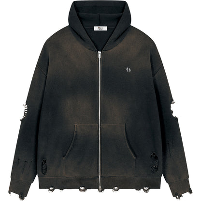 Heritage H Heavyweight Distressed Zip Sweater