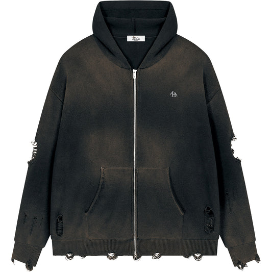 Heritage H Heavyweight Distressed Zip Sweater
