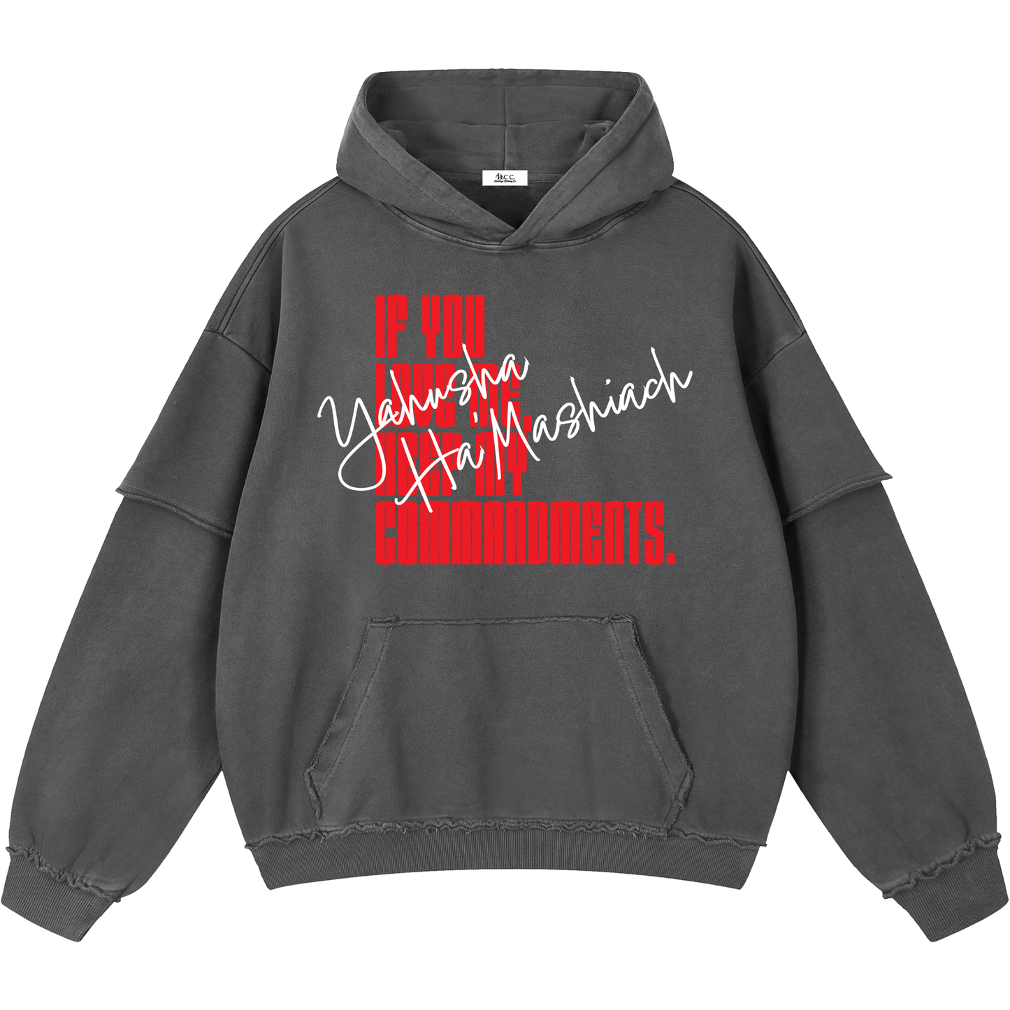 Keep My Commandments Raw Edge Hoodie