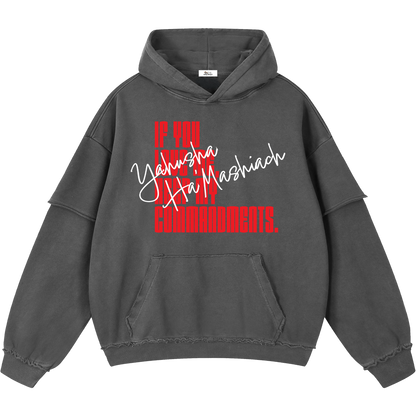 Keep My Commandments Raw Edge Hoodie
