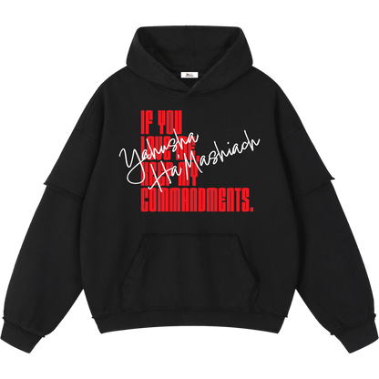 Keep My Commandments Raw Edge Hoodie