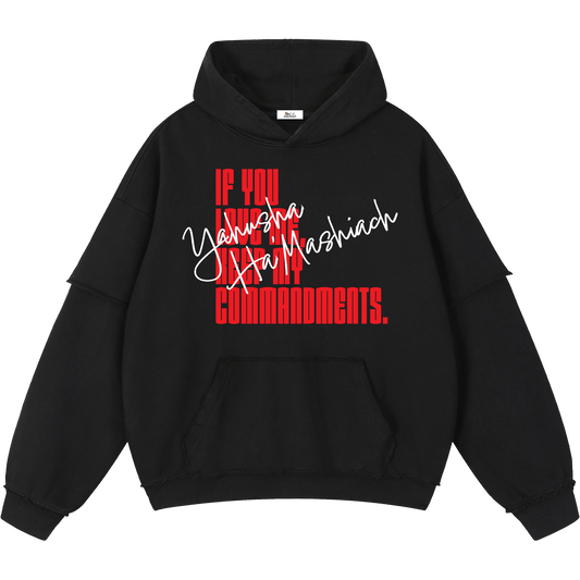 Keep My Commandments Raw Edge Hoodie