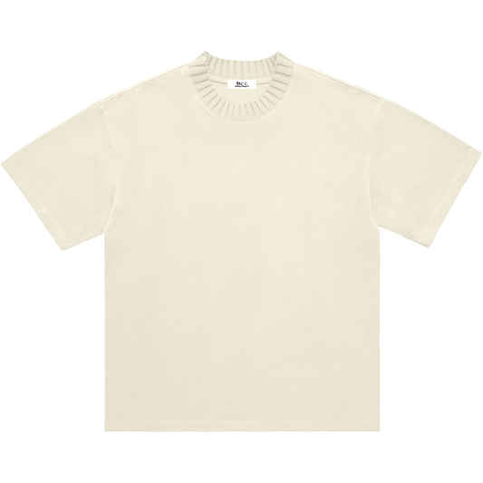 Knitted Neck Short-Sleeve T-Shirt