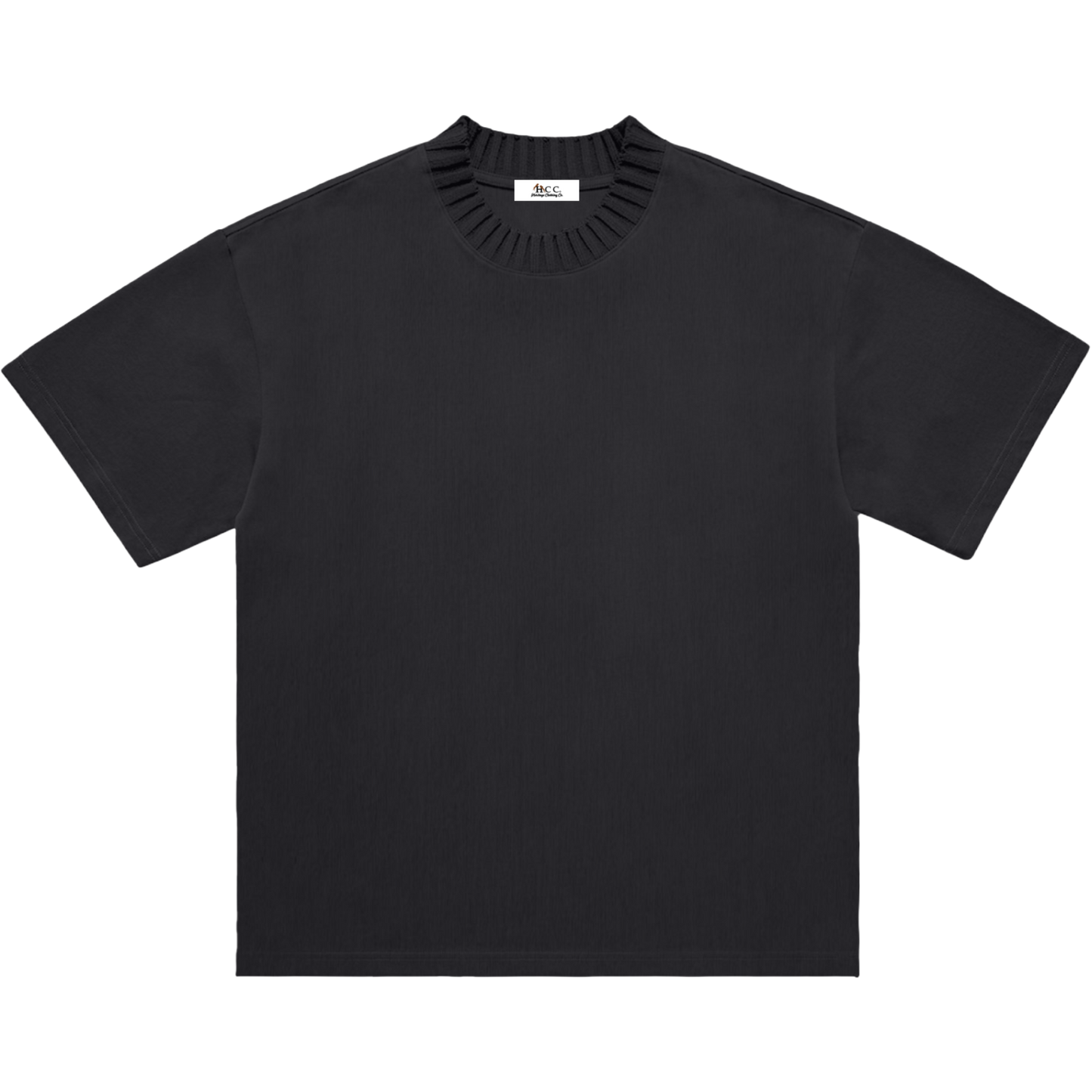 Knitted Neck Short-Sleeve T-Shirt