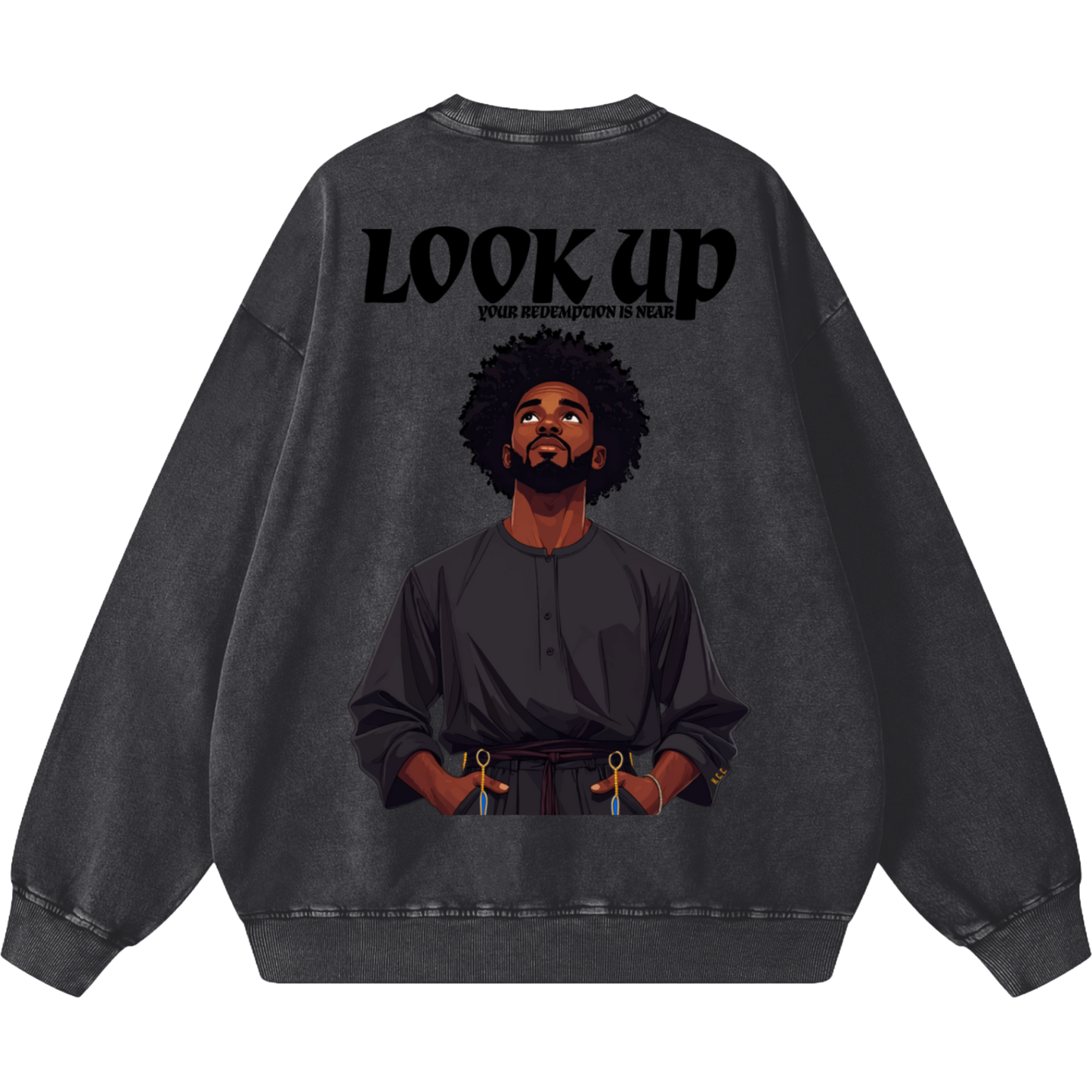 Look Up Men's Oversized Snow Washed Sweatshirt