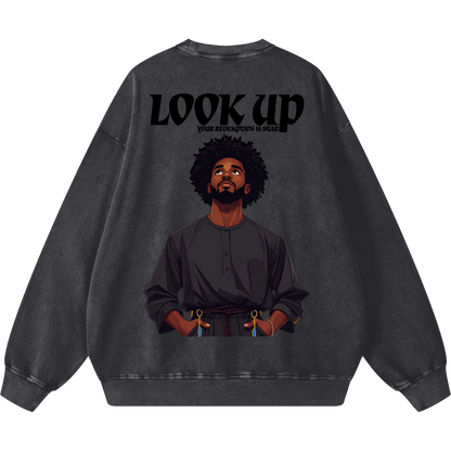 Look Up Men's Oversized Snow Washed Sweatshirt