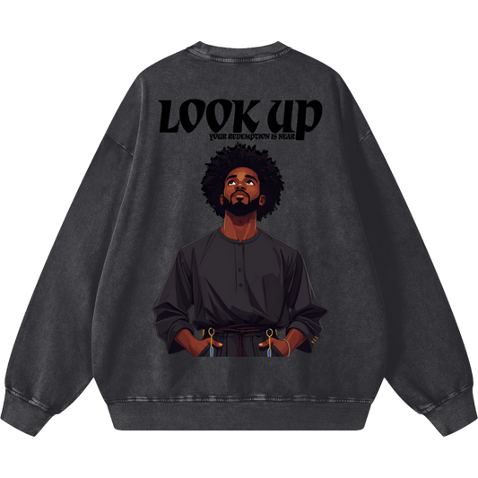 Look Up Men's Oversized Snow Washed Sweatshirt