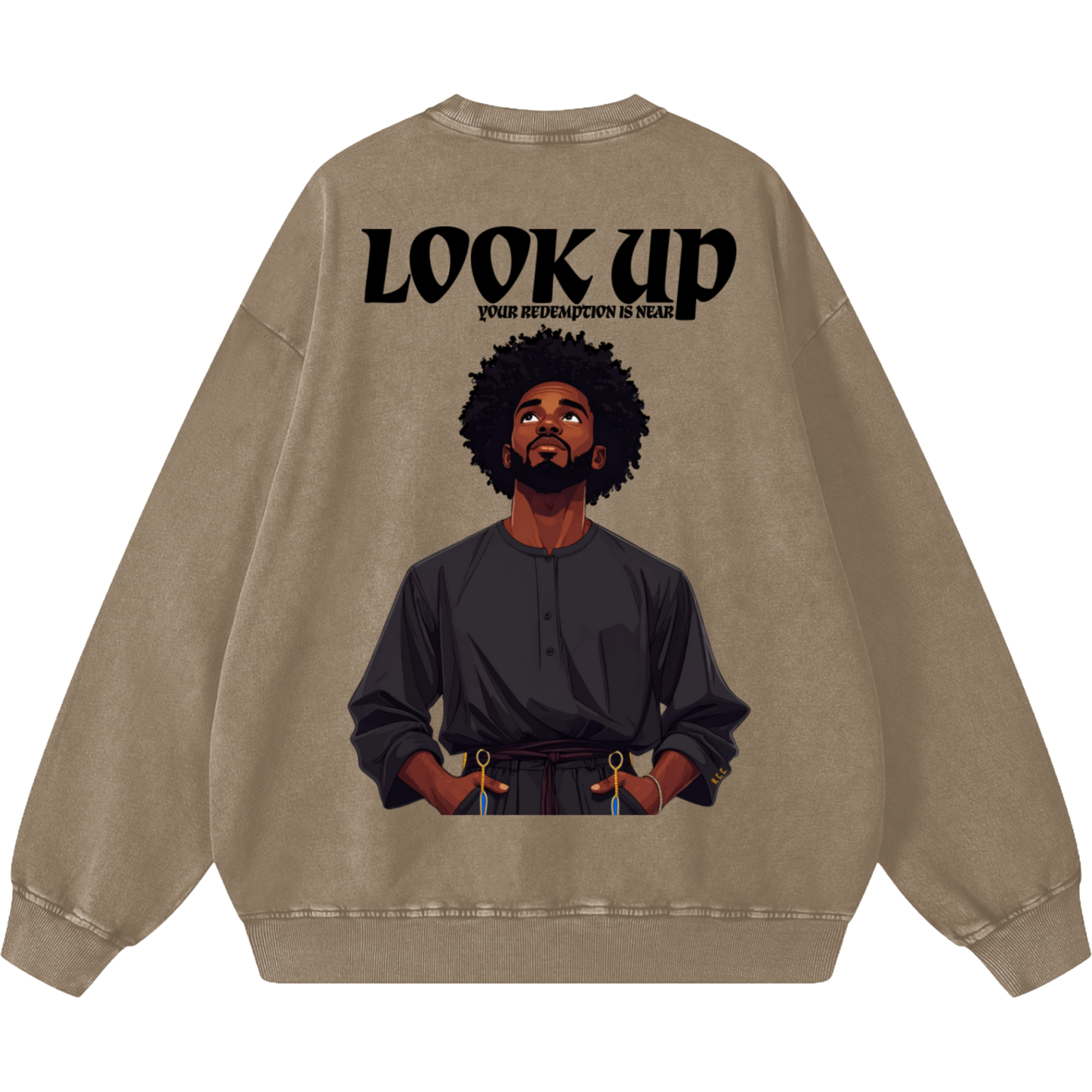 Look Up Men's Oversized Snow Washed Sweatshirt