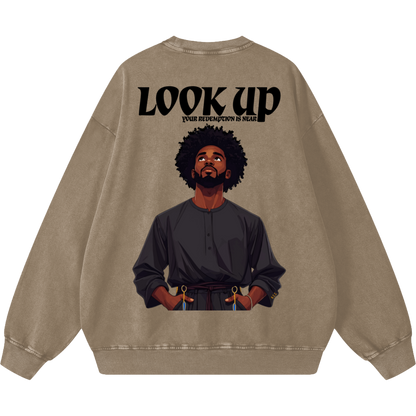 Look Up Men's Oversized Snow Washed Sweatshirt