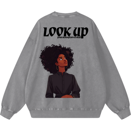 Look Up Women's Oversized Snow Washed Sweatshirt