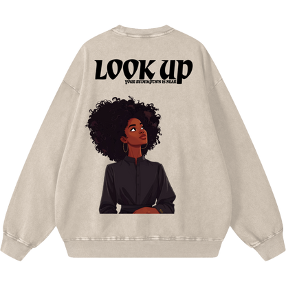 Look Up Women's Oversized Snow Washed Sweatshirt