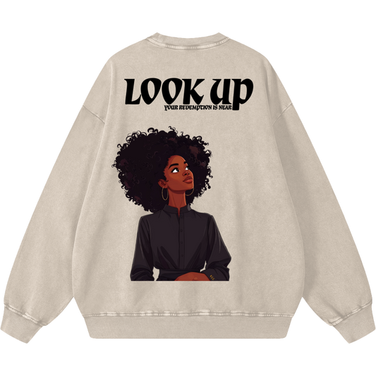 Look Up Women's Oversized Snow Washed Sweatshirt