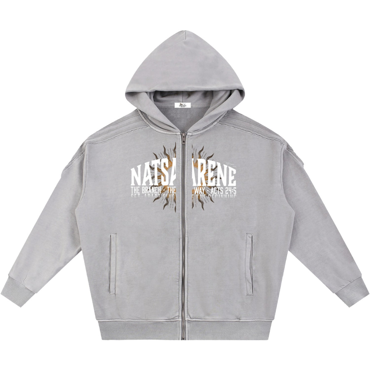 Natsarene Heritage Essential Raw-Edge Zip Hoodie